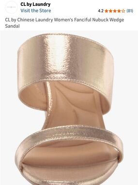 CL by Laundry Shimmery Rose Gold Double-Strap Wedge Slide